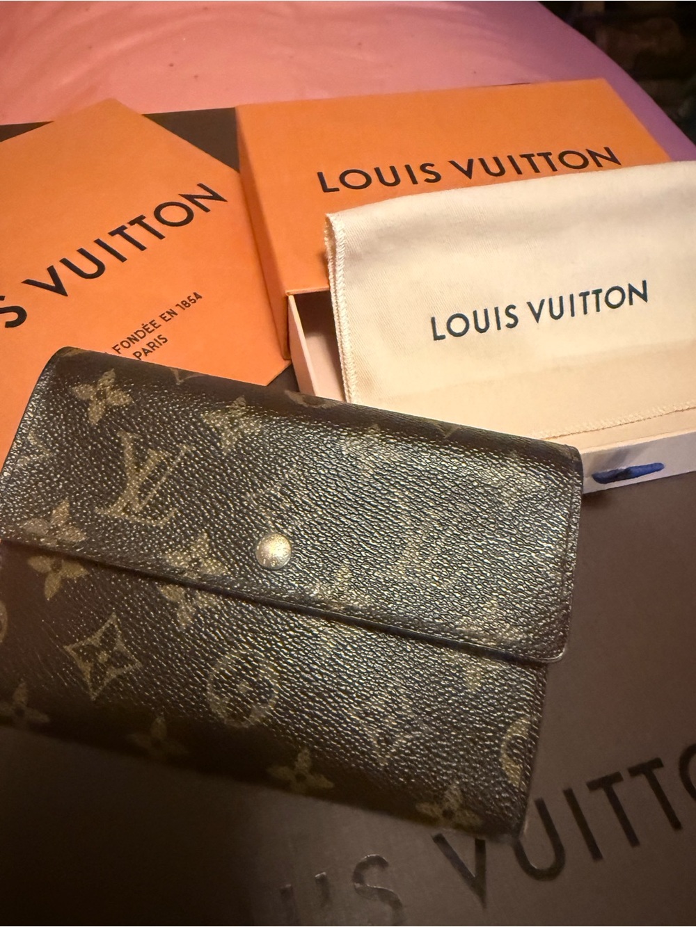 Louis Vuitton Monogram Canvas Fold-Over Wallet - Brown
